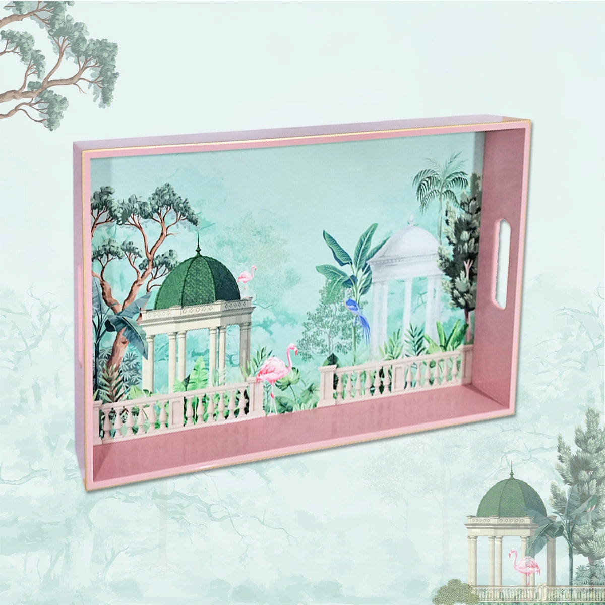 Your Signature Style ~ Handcrafted Flamingo Whispers Serving Trays 15x10 Inch